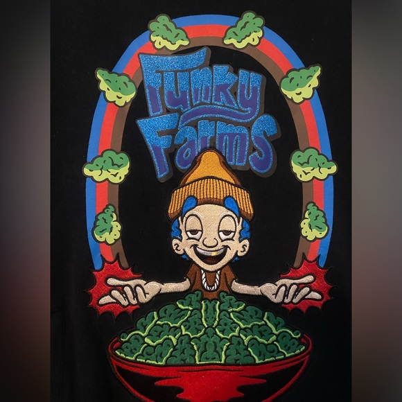 Civilized Funky Farms Men’s Small Black Glitter Zip Pockets Sweatshirt. - Picture 3 of 5